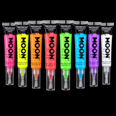 Pack 8 Maquillages Fluo UV avec Applicateur Pinceaux